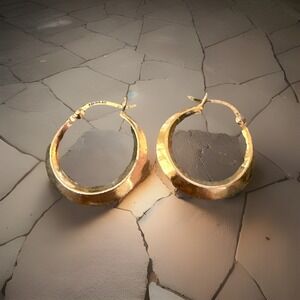 Vermeil Sterling Silver Hoop Earrings 1" 925 IBB TH #738